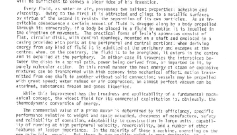 Preview of Tesla's New System of Fluid Propulsion article