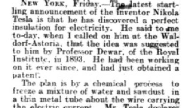 Preview of New Invention by M. Nikola Tesla article