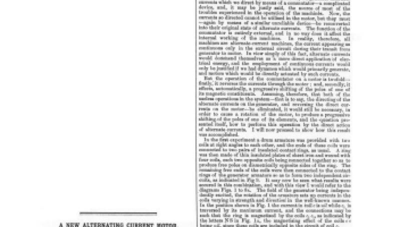 Preview of A New Alternating Current Motor article