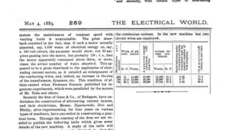 Preview of Alternating Current Motors of Messrs. Ganz & Co., Budapest article