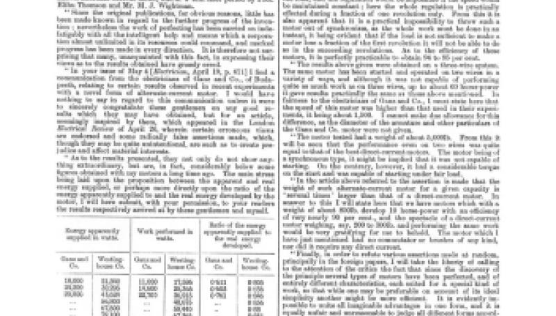 Preview of Mr. Nikola Tesla on the Ganz Alternating Current Motors article