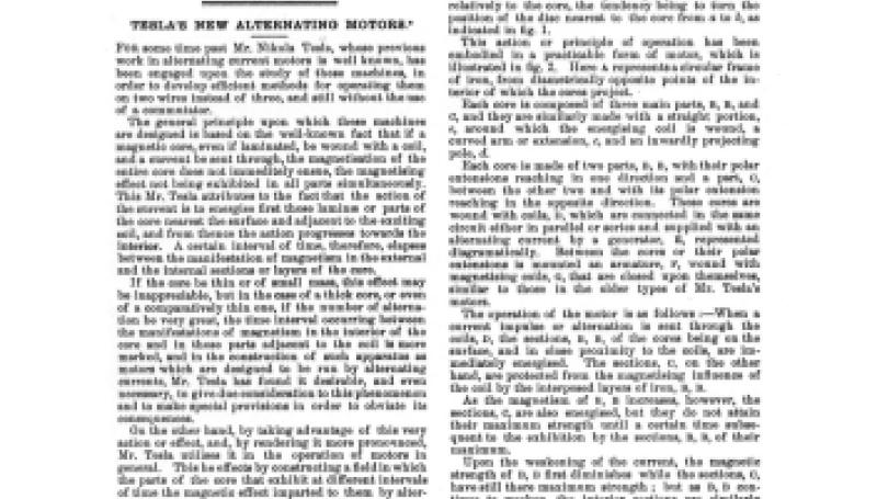 Preview of Tesla's New Alternating Motors (reprint) article