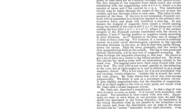 Preview of Tesla's New Alternating Motors - A Difference of Opinion (reprint) article