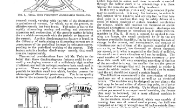 Preview of Tesla's Alternating Generators for High Frequency article