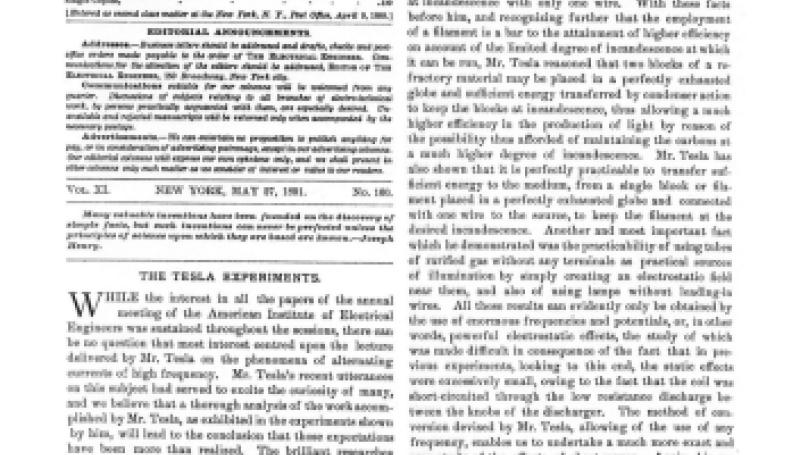 Preview of The Tesla Experiments article