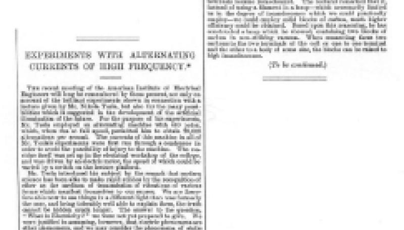 Preview of Experiments with Alternating Currents of High Frequency - Lecture Abstract - Part 1 article