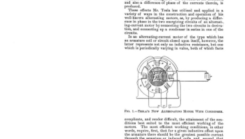 Preview of Tesla's Method of Operating Alternating Current Motors with Condensers article