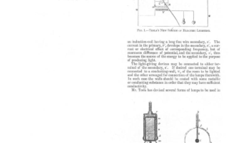 Preview of Tesla's System of Electric Lighting with Currents of High Frequency (reprint) article