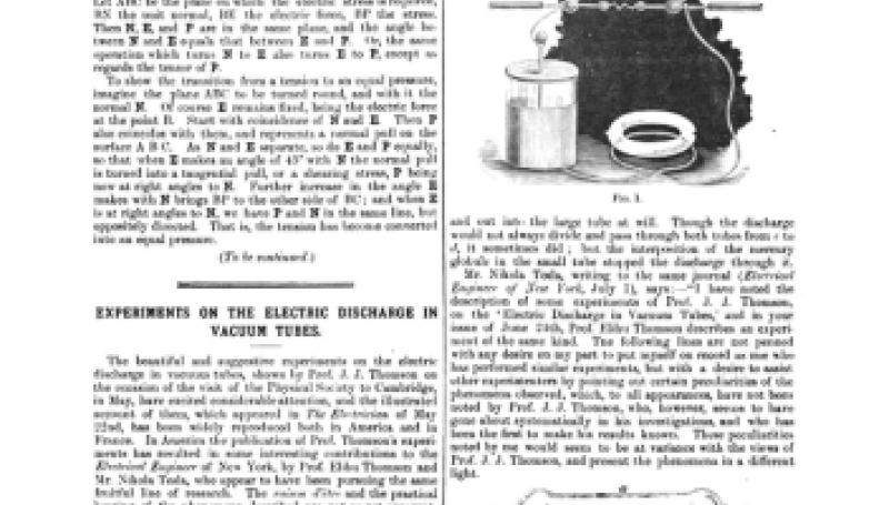 Preview of Experiments on the Electric Discharge in Vacuum Tubes 2 article