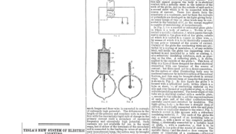 Preview of Tesla's New System of Electric Lighting article