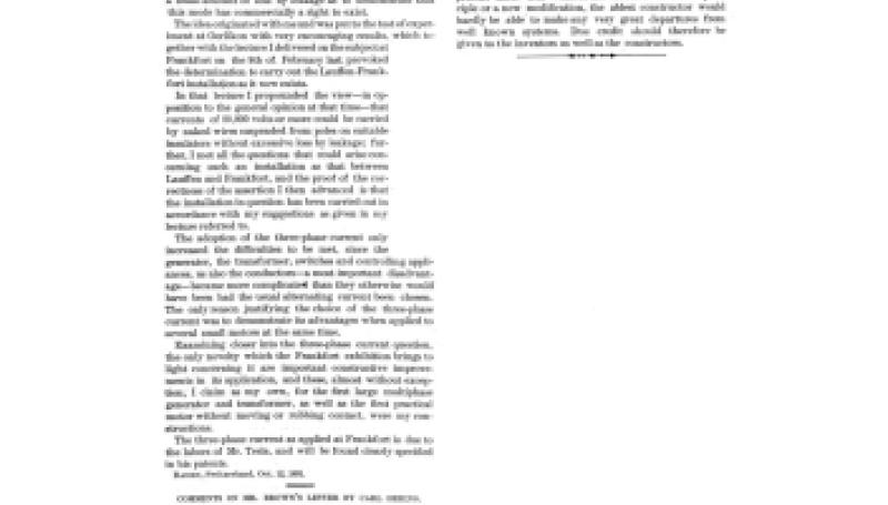 Preview of Reasons for the Use of the Three-Phase Current in the Lauffen-Frankfort Transmission article