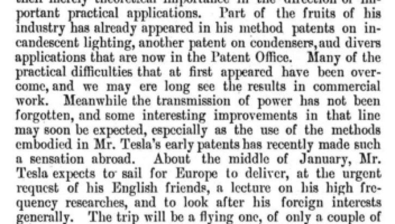 Preview of Progress of Mr. Tesla’s High Frequency Work article