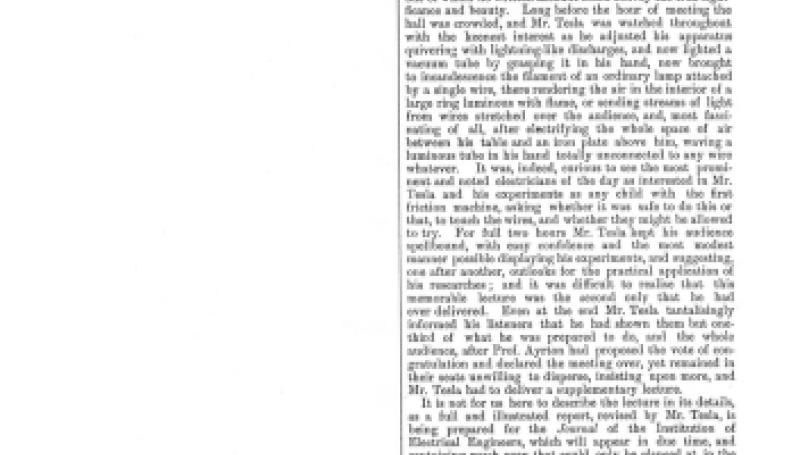 Preview of Mr. Tesla and Vibratory Currents article