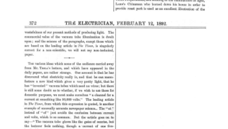 Preview of Notes - Tesla's Vacuum Tube Illumination article