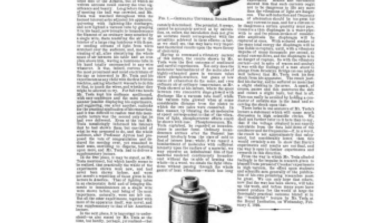 Preview of Mr. Tesla Before the Royal Institution, London article