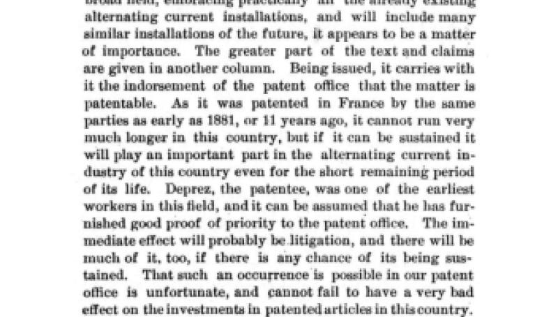 Preview of A Fundamental Patent for Alternating Currents article