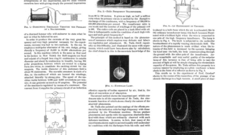 Preview of Tesla's Experiments with Alternating Currents of High Frequency - Review by E. Raverot article