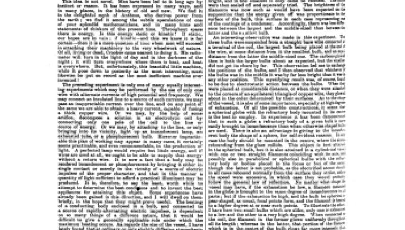 Preview of Experiments with Alternate Currents of High Potential and High Frequency - Part V article