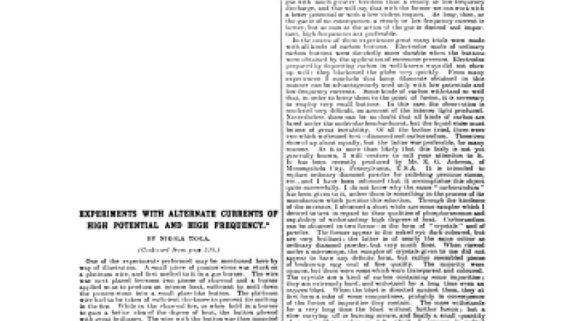 Preview of Experiments with Alternate Currents of High Potential and High Frequency - Part VII article