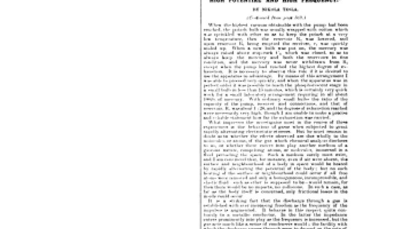 Preview of Experiments with Alternate Currents of High Potential and High Frequency - Part IX article