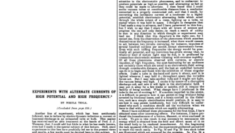 Preview of Experiments with Alternate Currents of High Potential and High Frequency - Part X article