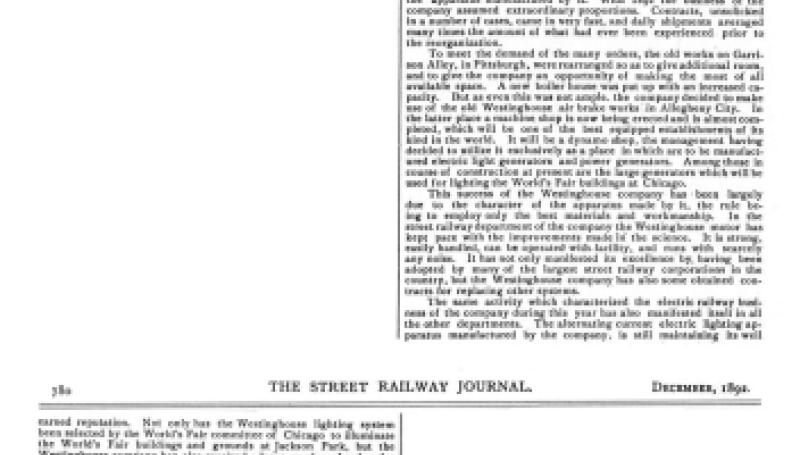 Preview of The Westinghouse Electric and Manufacturing Co. article