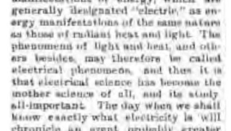 Preview of In the Electrical World - Tesla's Remarkable Lecture article