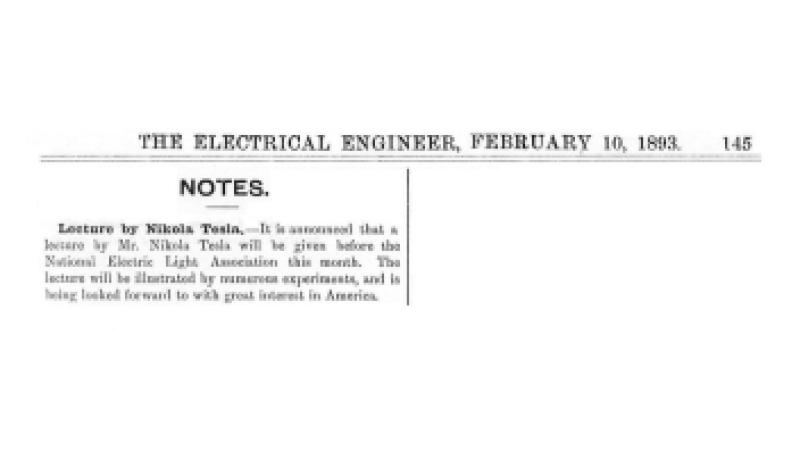 Preview of Lecture by Nikola Tesla article