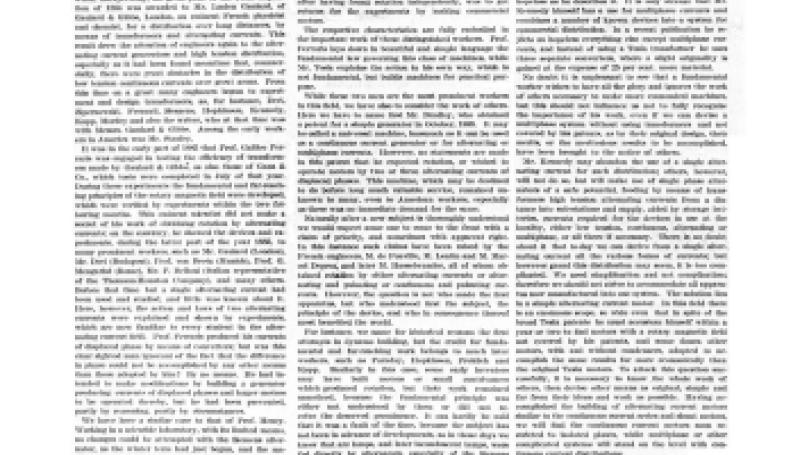 Preview of On the Rotary Magnetic Field and Multiphase Alternating Current Distribution article