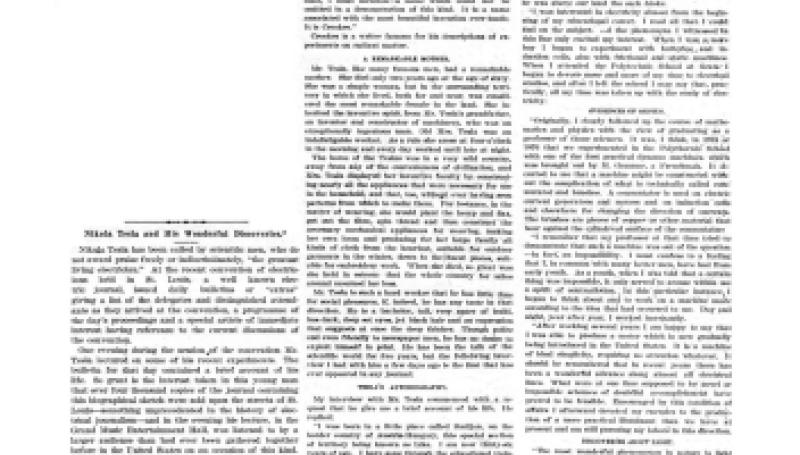 Preview of Nikola Tesla and His Wonderful Discoveries (reprint 1) article