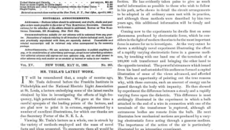 Preview of Mr. Tesla's Latest Work - Lecture Commentary article