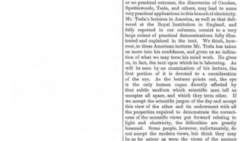 Preview of Editorial on Tesla's Lectures article