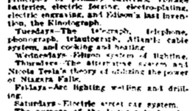 Preview of Electricity Lectures at the World's Fair School article