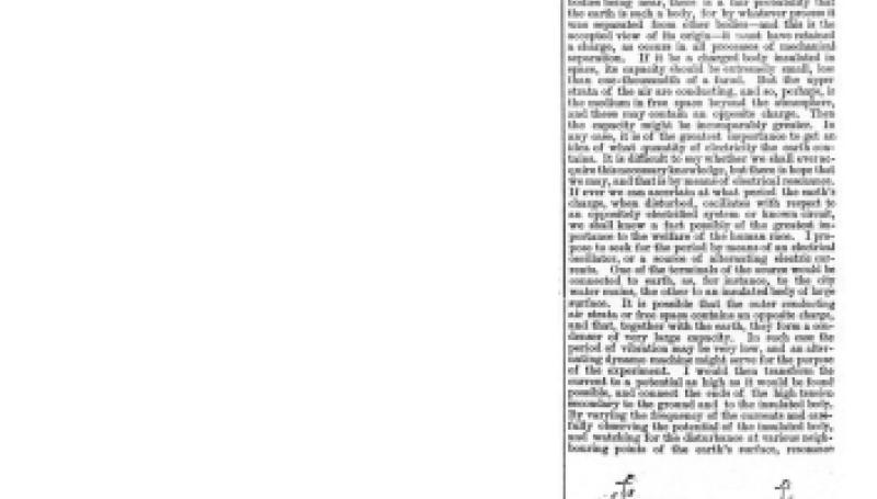 Preview of Tesla on the Electrical Transmission of Energy article