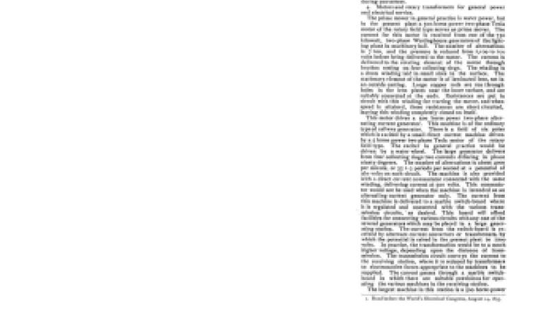 Preview of Exhibit of Tesla's Polyphase System at the World's Fair article