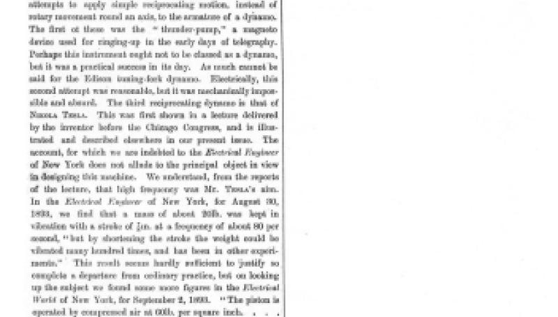 Preview of Tesla Reciprocating Dynamo article