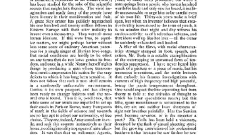 Preview of Nikola Tesla (Earliest Biographical Text) article