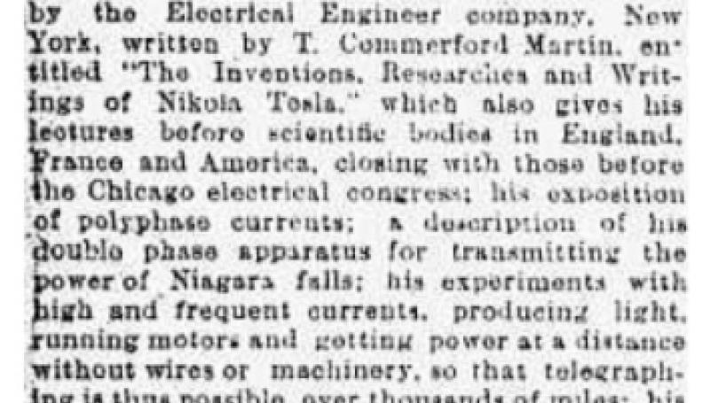Preview of Tesla's Electrical Openings - Electricity's Next Age article