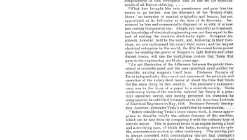 Preview of Nikola Tesla and His Work (by Lieut. F. Jarvis Patten - condensed reprint) article