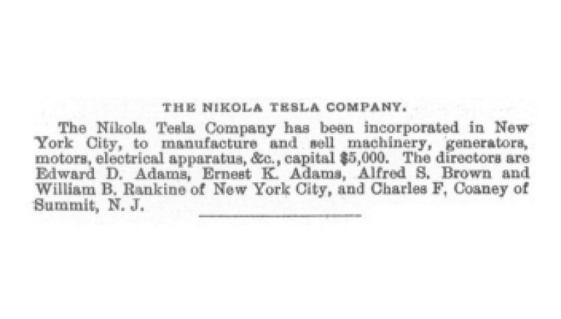 Preview of The Nikola Tesla Company article