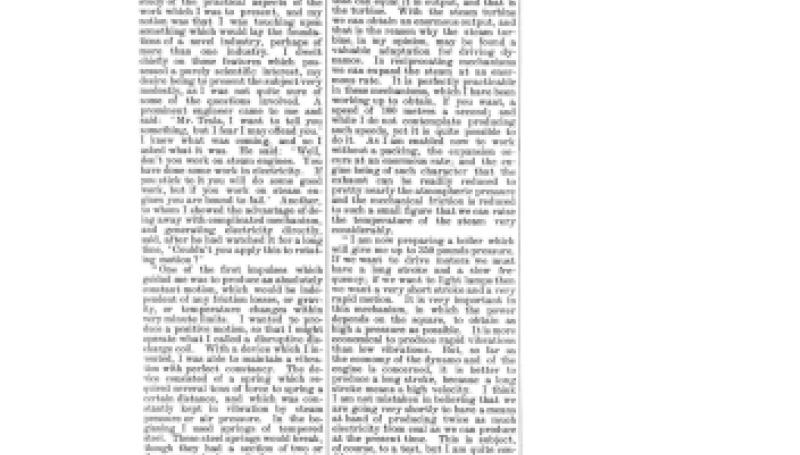 Preview of Mechanical Progress - Tesla's Steam Engine article