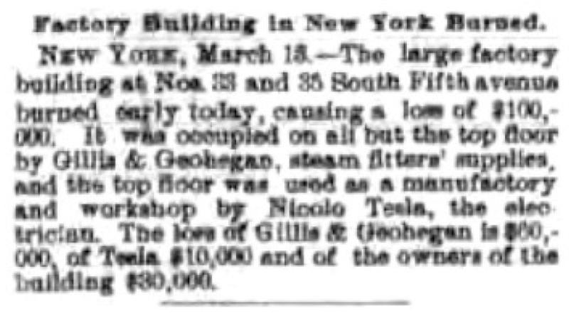 Preview of Factory Building in New York Burned article