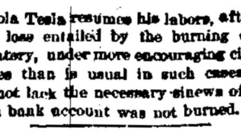 Preview of Nikola Tesla Resumes His Labors article