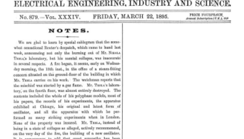 Preview of Tesla's Lab Burning and Mental Collapse article