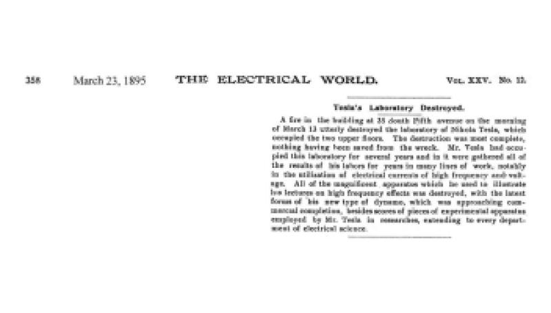 Preview of Tesla's Laboratory Destroyed article
