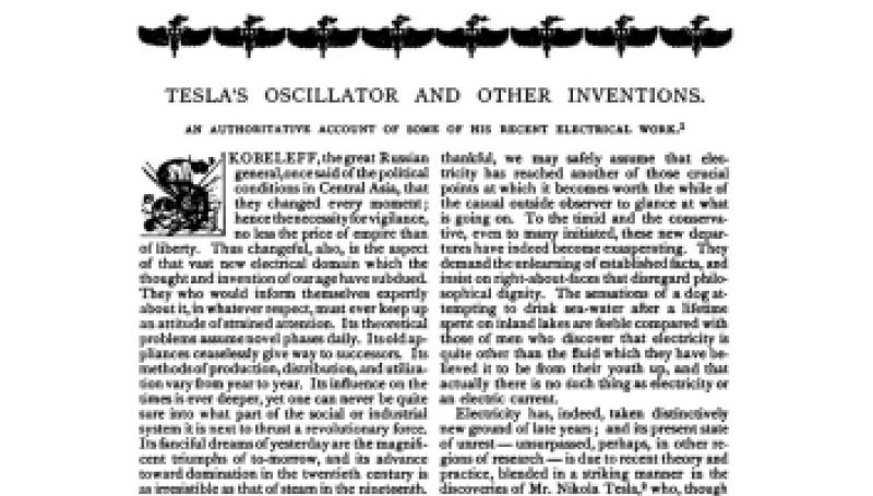 Preview of Tesla's Oscillator and Other Inventions article