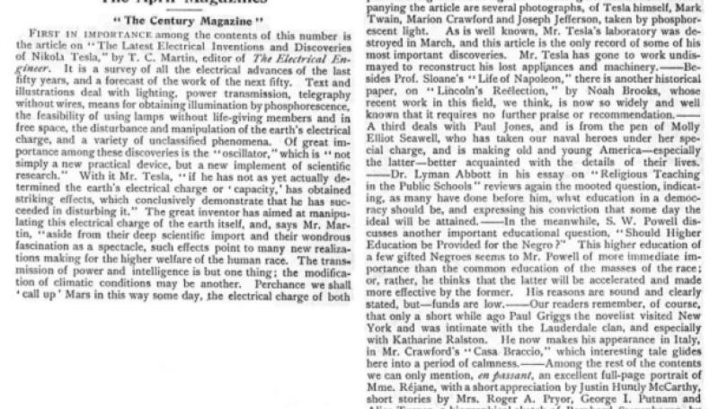 Preview of The Latest Electrical Inventions and Discoveries of Nikola Tesla article