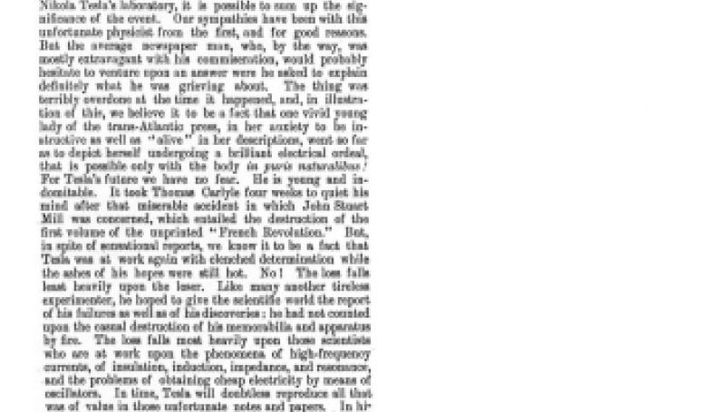 Preview of The Burning of Tesla's Laboratory article