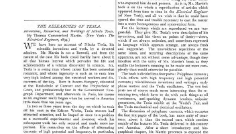 Preview of The Researches of Tesla article