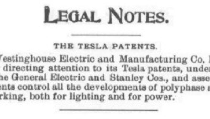 Preview of Legal Notes - The Tesla Patents article